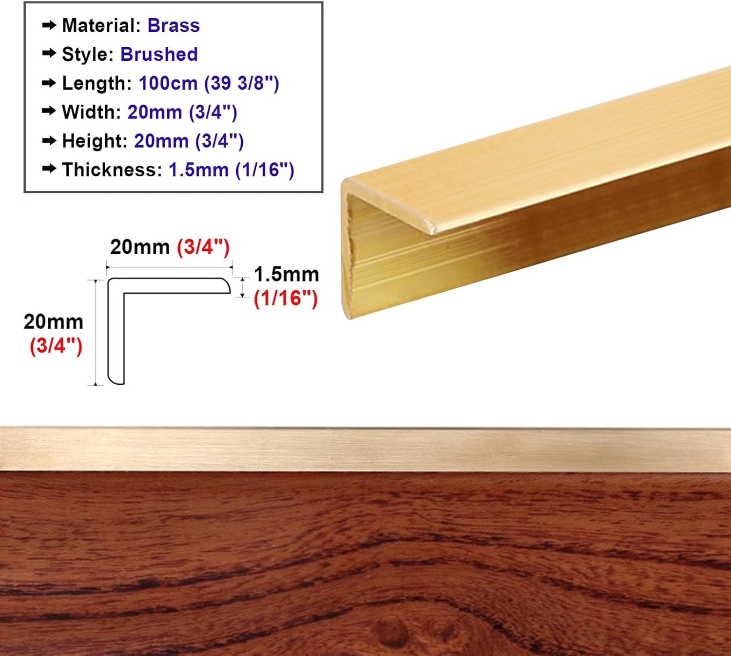 Door Threshold, T Step Nose Edging, Brushed Brass Floor Transition Strip, Stair Wall Furniture Edge ors Threshold