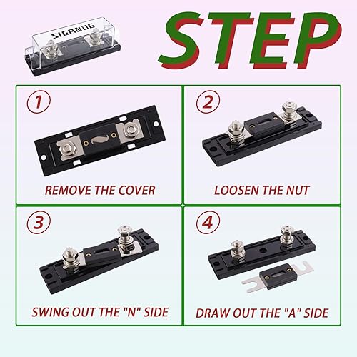 Miniatura 4 de Soporte de fusibles ANL de 100 amperios bloque de fusibles de calibre 024 con fusibles ANL de 100 A para audio de automóvil, camión, bricolaje