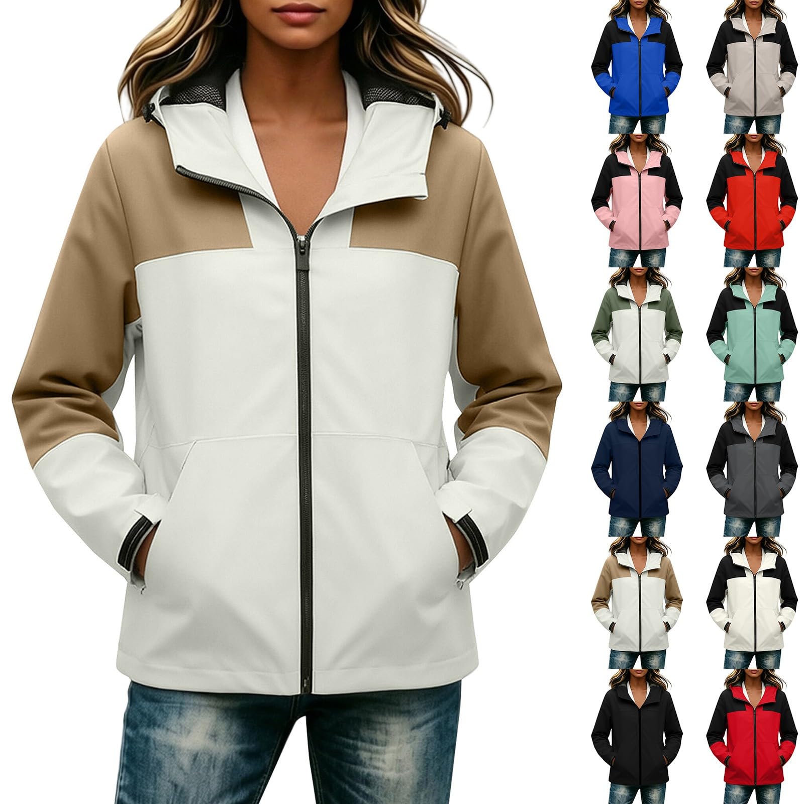 Giacca impermeabile da donna, elegante, per avventure all'aria aperta | Giacca funzionale, traspirante, impermeabile, antivento, per l'autunno, per le mezze stagioni, elegante e sportiva, foderata