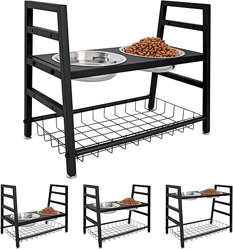 ELWPET Cuencos elevados para perros y cuenco de crianza para perros, tiene dos diseños y cuatro alturas ajustables para mejorar el tamaño del tazón,