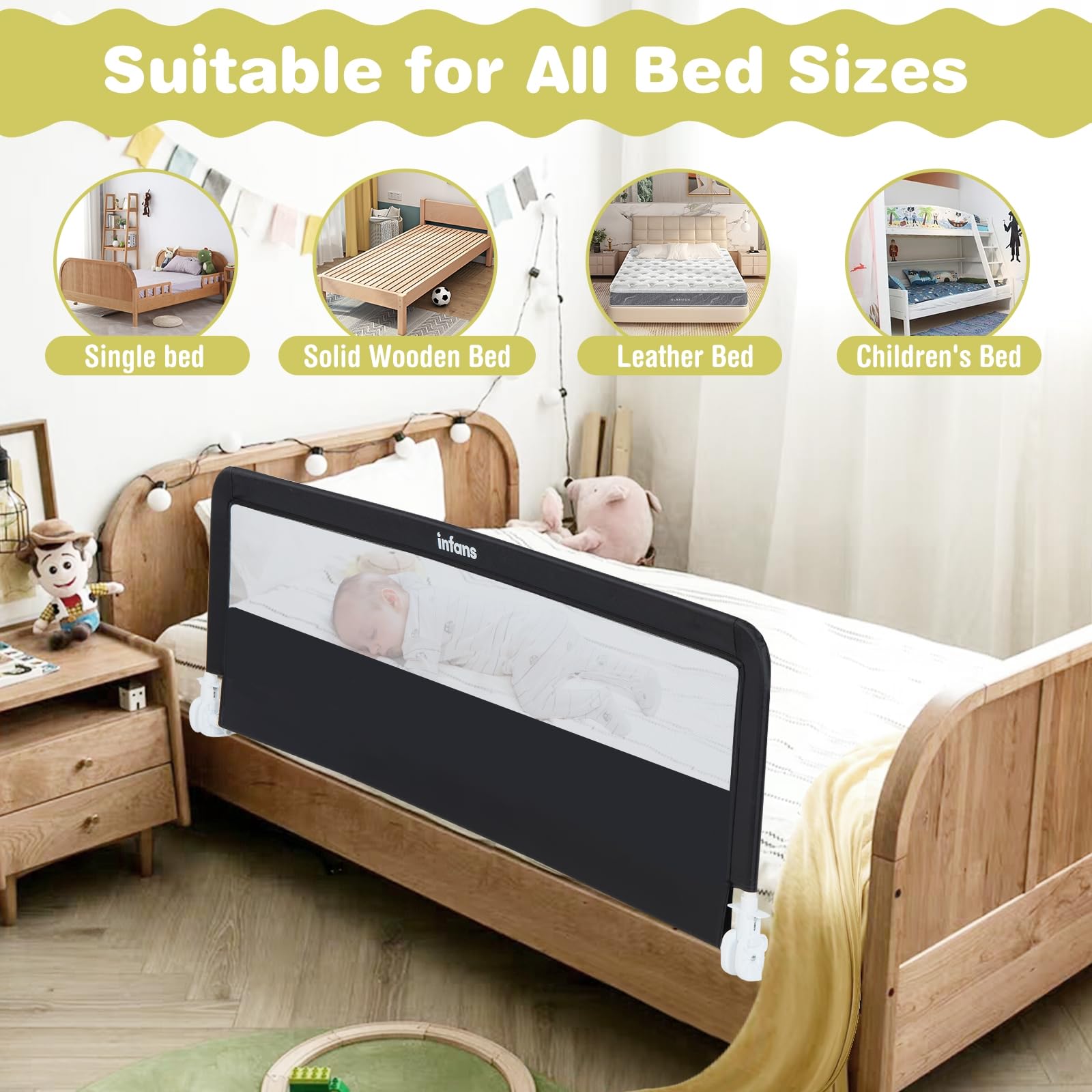 INFANS Bed Rail for Toddlers, 58