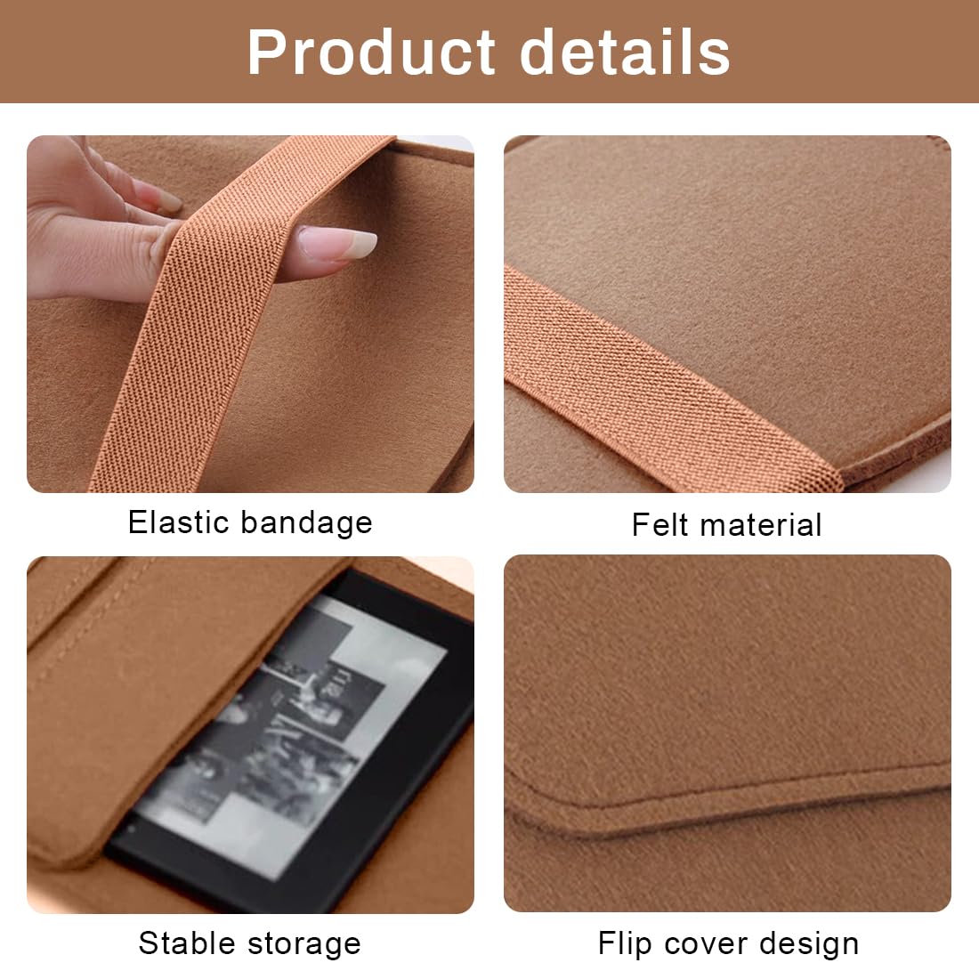Custodia per E-Reader 6-7 Pollici Marrone, Ebook Cover compatibile con 7"" Nuovo Kindle/6.8"" Kindle Paperwhite (11. Gen 2021)/6"" Kindle Oasis, Kobo/Tolino