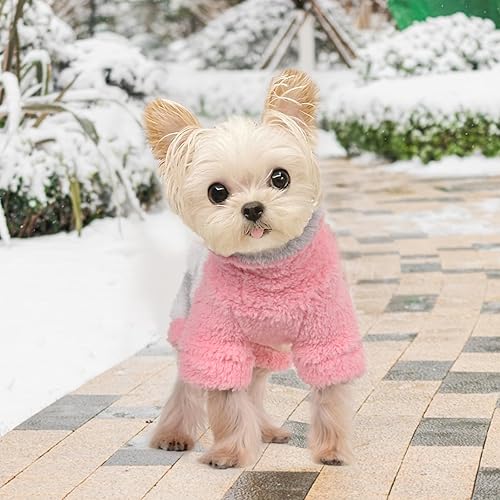 Miniatura 4 de Pijama rosa para perro, ropa de invierno para perros pequeños, hembra, niño, invierno, cálido, para perro, suéteres de forro polar para cachorros,