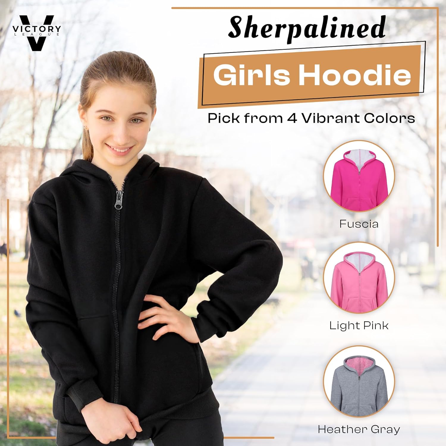 Victory League Girls Hoodie, Kids Hoodies 5-16, Sweatshirt, Zip Up Hoodie - Image 4