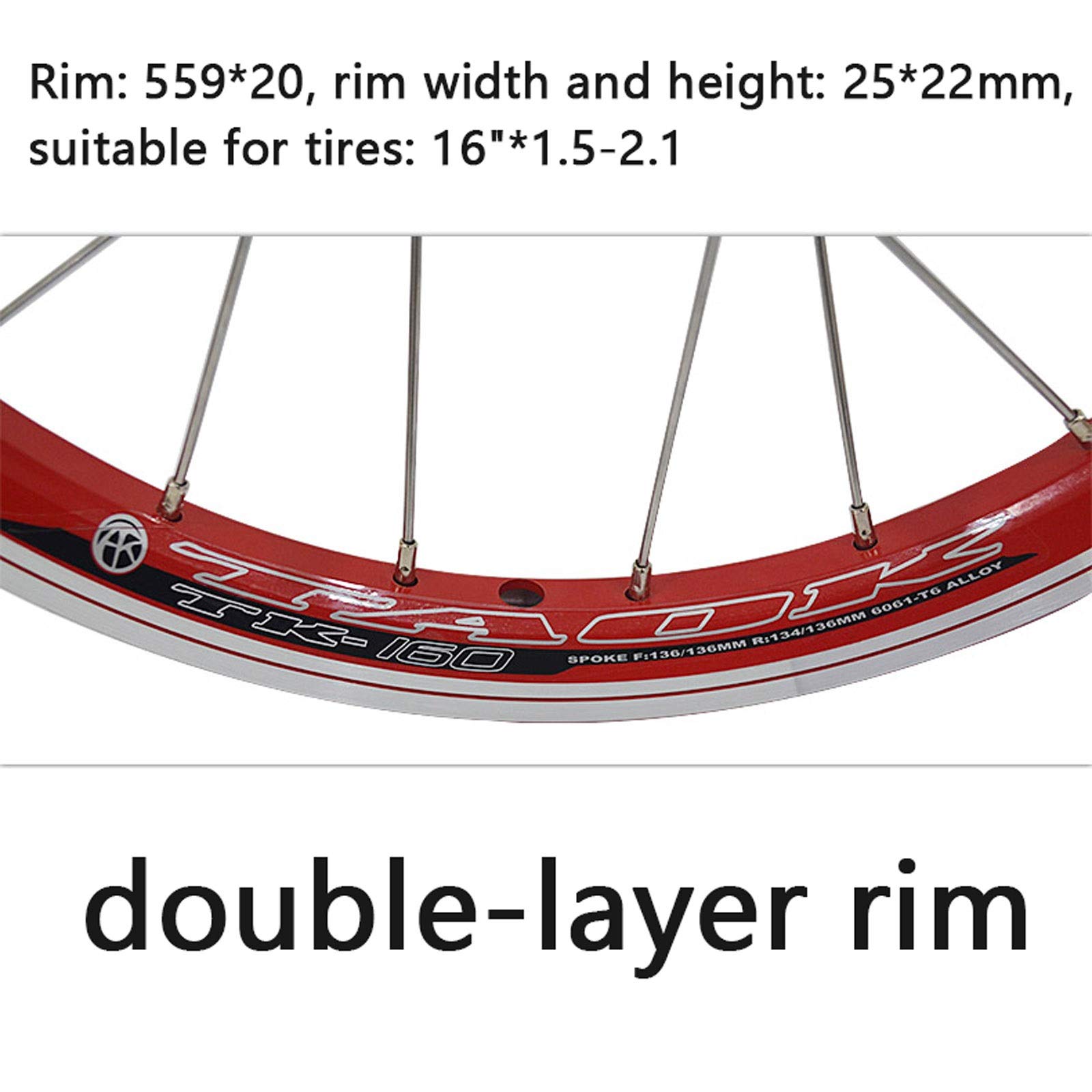 Amazon | 16インチ折りたたみ自転車用ホイール、小型ホイール、前後V