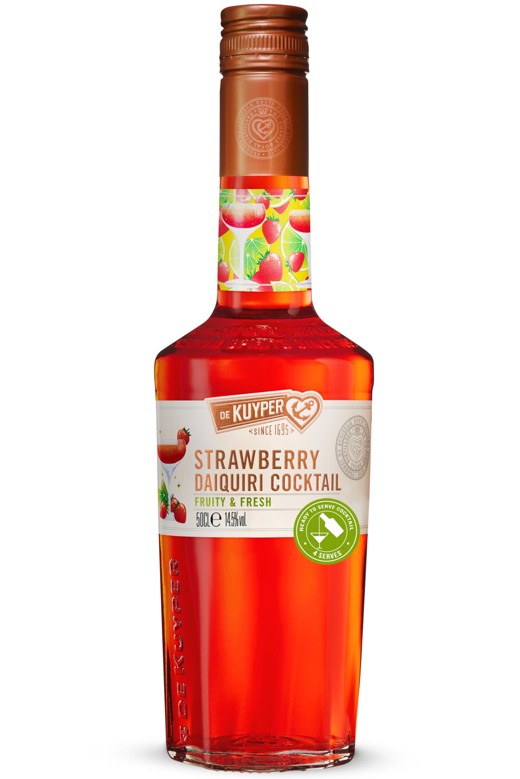 De Kuyper Strawberry Daiquiri Cocktail – Pre-Mixed and Ready to Serve, 50cl 14.5% ABV