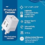 Ceptics Type G Travel Adapter for Travel to London, Hong Kong, Ireland - USB-A + USB-C & USA Input - Type G Adapter Grounded - Ideal for Phone, Laptop, Cameras (CTU-7) | Plug Adapter Type G, Type G Travel Adapter for London, Hong Kong & Ireland, Grou