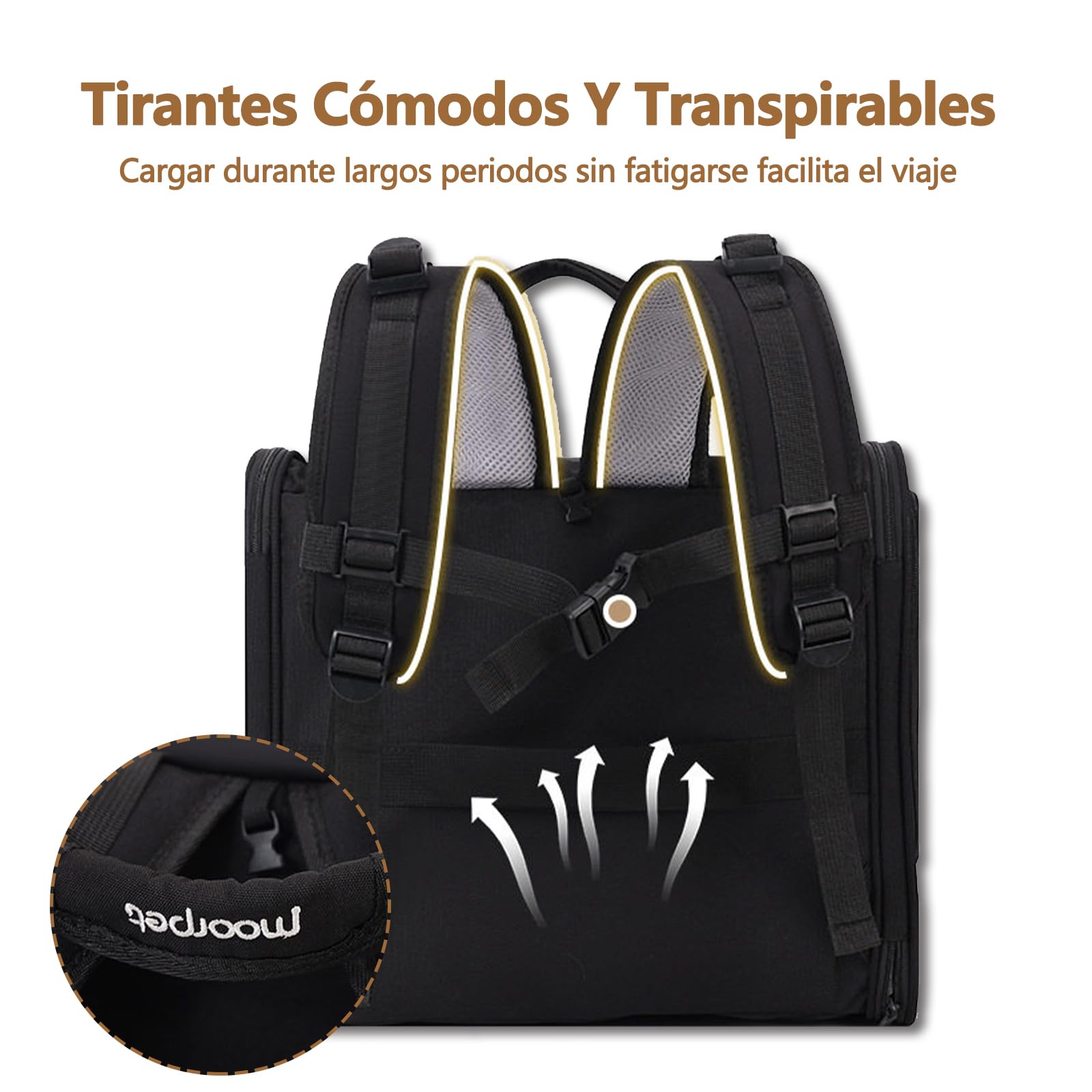 Galatée Mochila para Mascotas, Fabricada En Tela Oxford Transpirable, Espaciosa, Ligera y Plegable, con Estructura De Alambre De Acero para Mayor Soporte y para Evitar Que Se Colapse (Gris)
