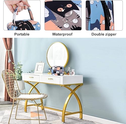 Miniatura 5 de HUA ANGEL Bolsa de cosméticos de viaje, bolsa de maquillaje floral, pequeña bolsa organizadora portátil de maquillaje con cremallera para mujer,