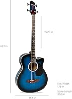 Vista 7 de Guitarra Eléctrica Acústica Bass Azul construcción de madera maciza con ecualizador