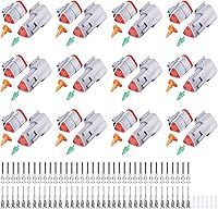 Vista 12 de Kit de conectores Deutsch de 194 piezas, 2 pares, 2 3 4 6 8 12 pines, conector eléctrico impermeable gris con contactos estampados y tapones
