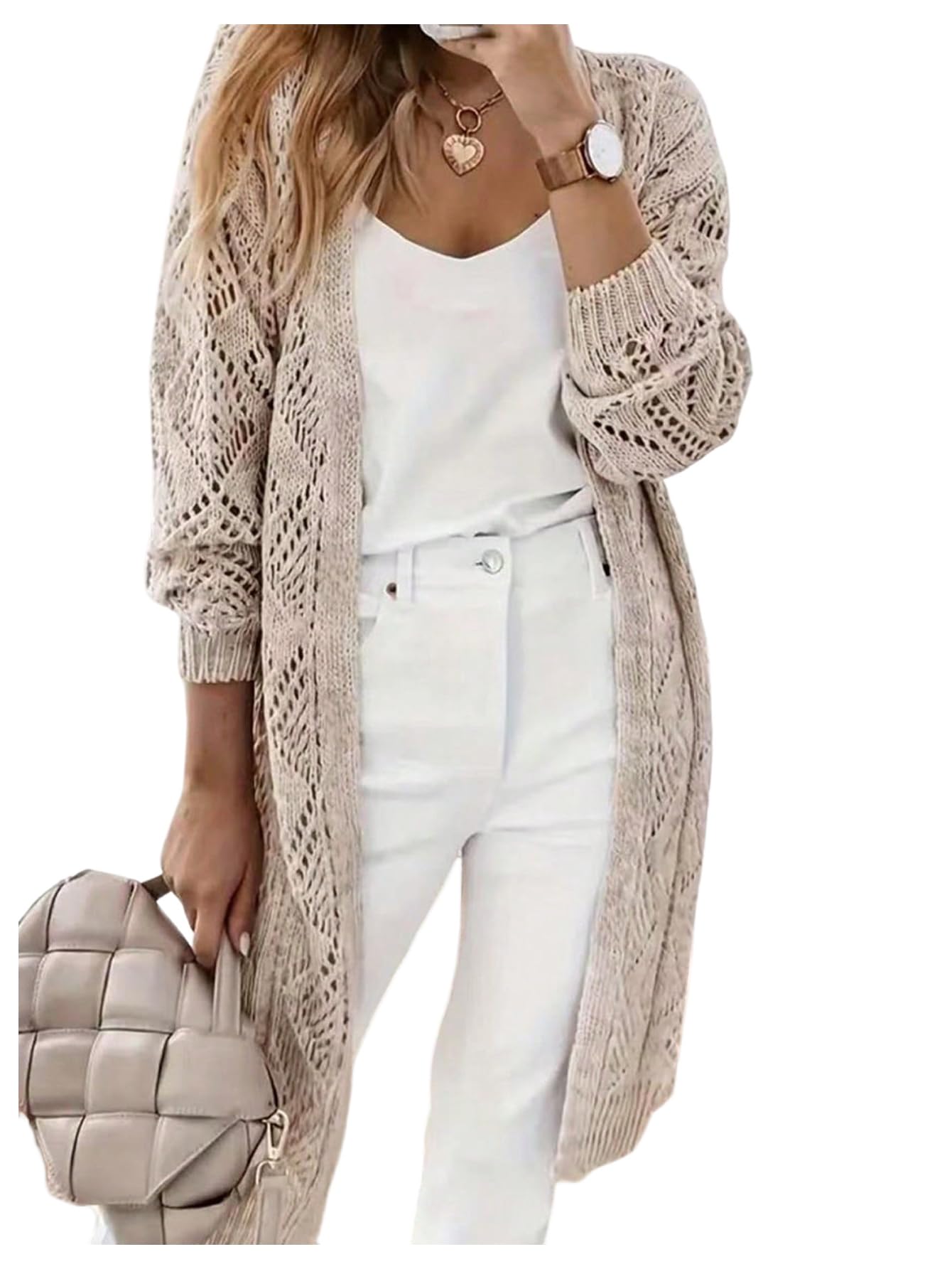 SOLY HUX Womens Open Front Long Cardigan Hollow Out Long Sleeve Sweater Coat Fall Outfit