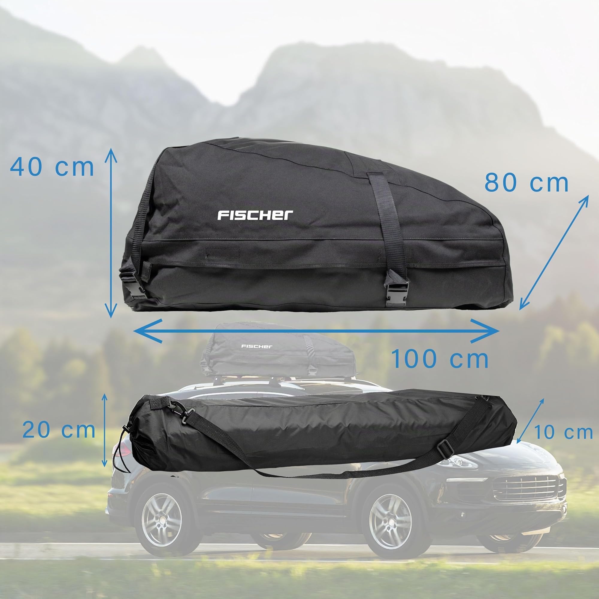 FISCHER 126000 - Cofre para techo (plegable, resistente al agua, 270 L, con bolsa de almacenamiento)