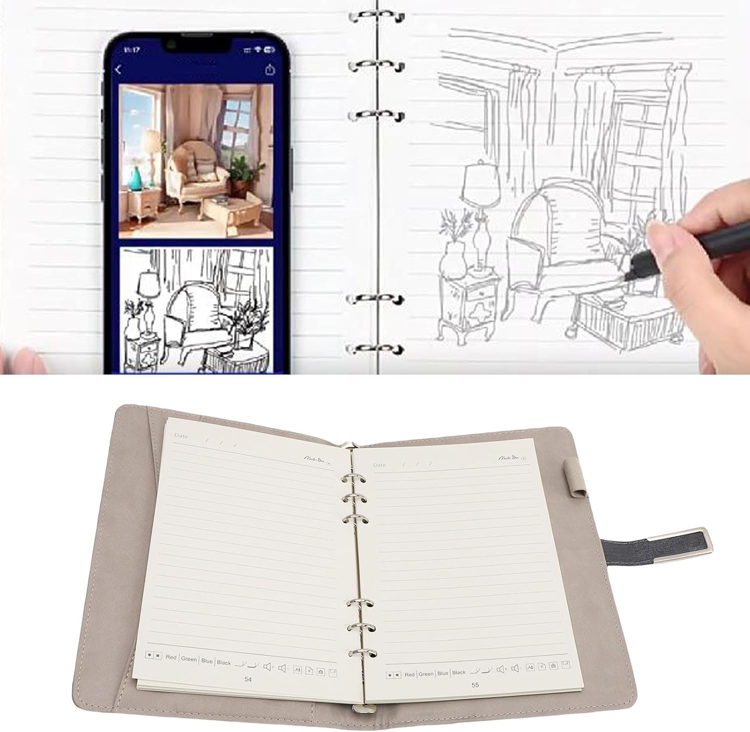 Smart Pen, Digital Notebook with Real Time Writing Sync, AI Voice Transcription and Handwriting Recognition, Reusable Erasable Notebook with 80 Sheets for Note Taking, Meetings