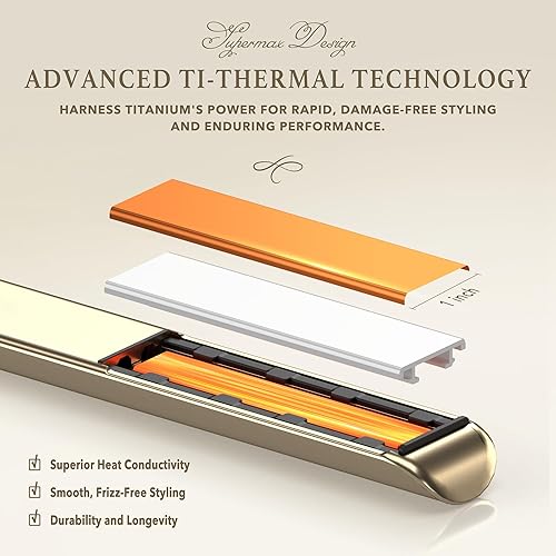Miniatura 3 de Giacomucci Titanelli - Plancha de pelo de titanio 2 en 1, plancha plana con tecnología Ti-Thermal 100% pura, estilo profesional de 1 pulgada,