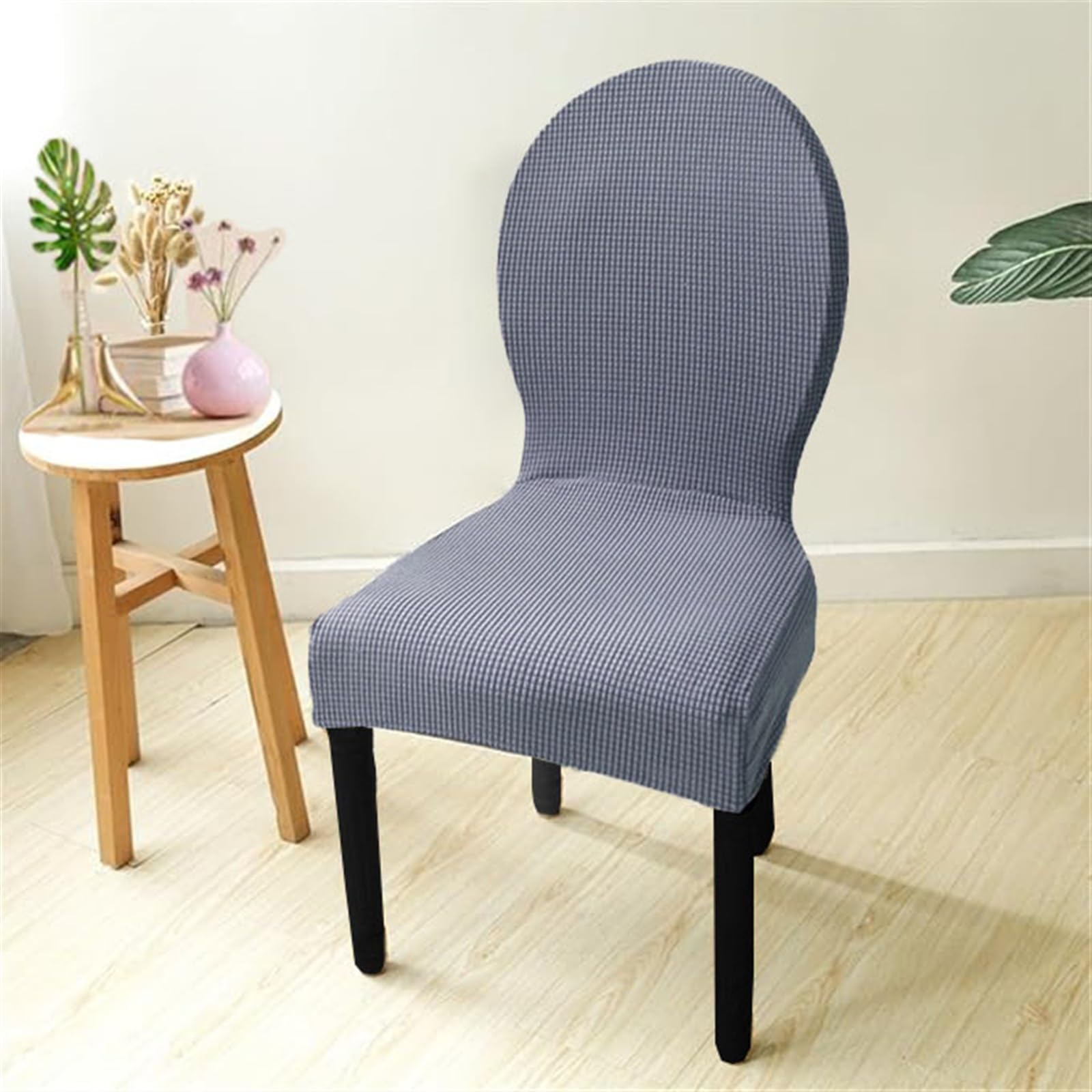 XWSM 1/2/4/6 PCS Curved Backed Chair Covers Slipcovers Round Back Dining Chair Cover Stretch Kitchen Chair Slipcovers Solid Color Chair Protectors Covers (Color : Grey, Size : 1pcs)