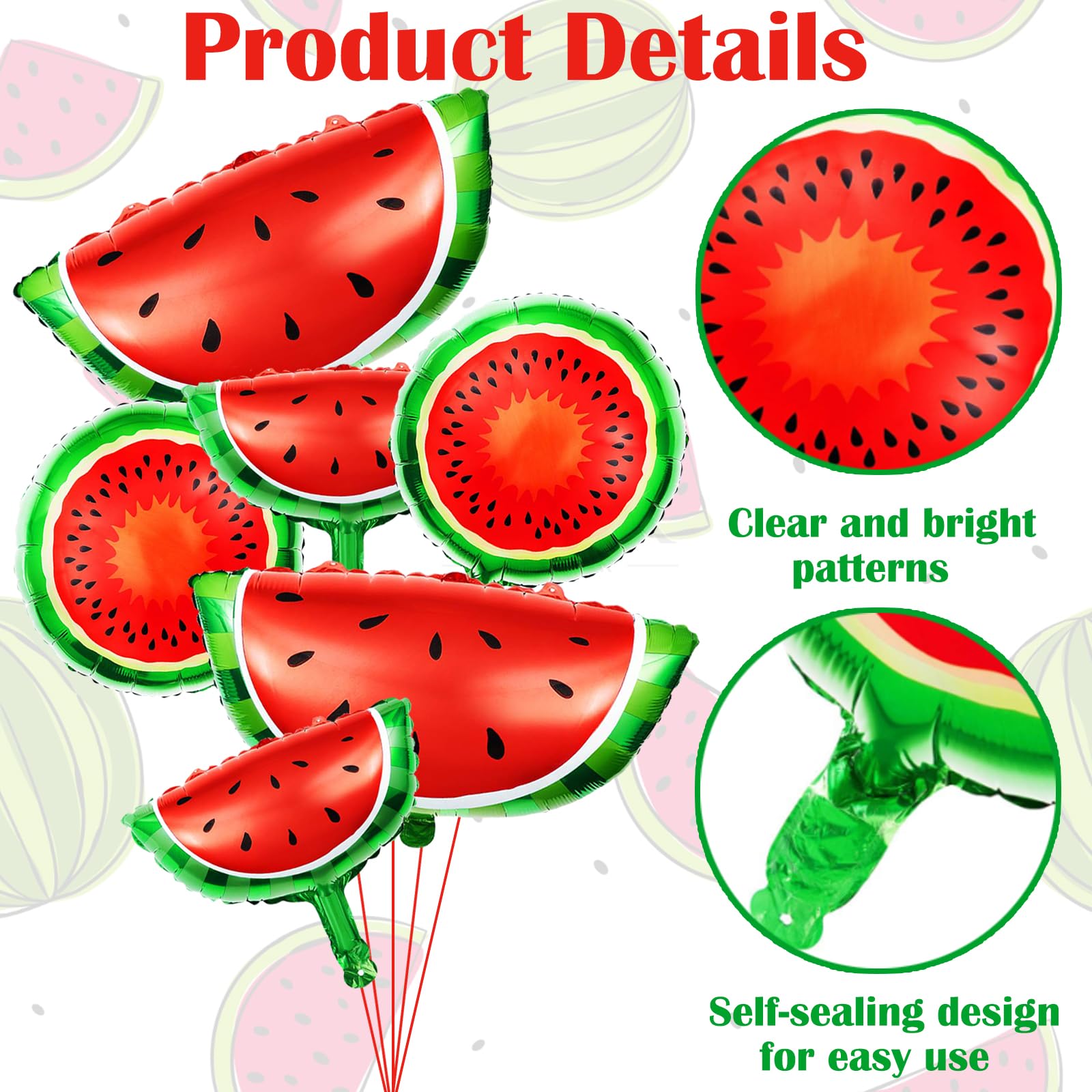 Wassermelone Folienballons – 9er Set Für Sommer-, Obst- & Strand-Partys – Bunte, Wiederverwendbare Dekoballons