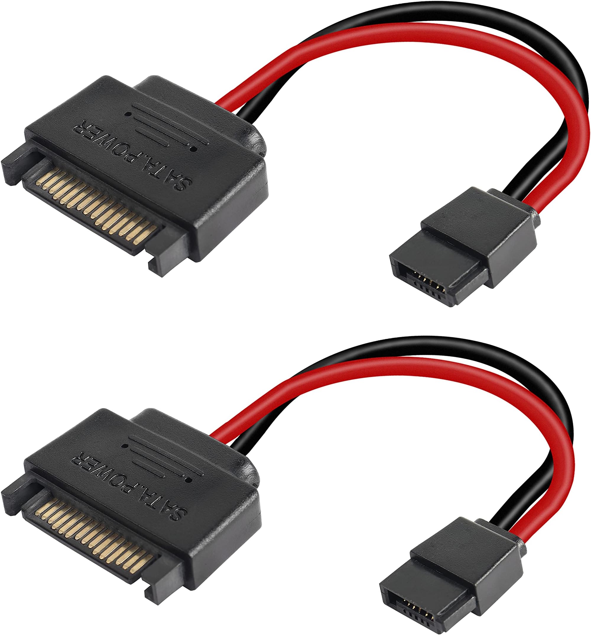 MEIRIYFA SATA Power Adapter - 15 to 6 Pin Slimline Cable (2 Pack)