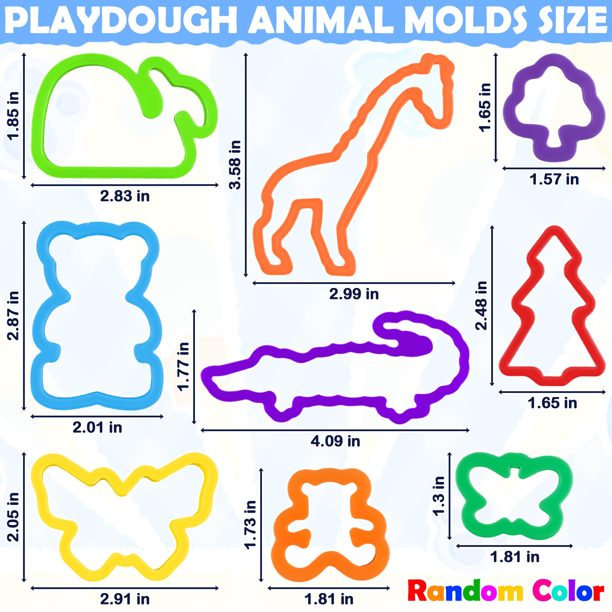 Oun Nana Playdough Tools Set for Kids, 32 PCS Playdough Accessories with Play Dough Animal Molds and Shaped Cutters, Plastic Play Dough Toys for Toddlers, Mixed Colors and Random Colors - Image 2