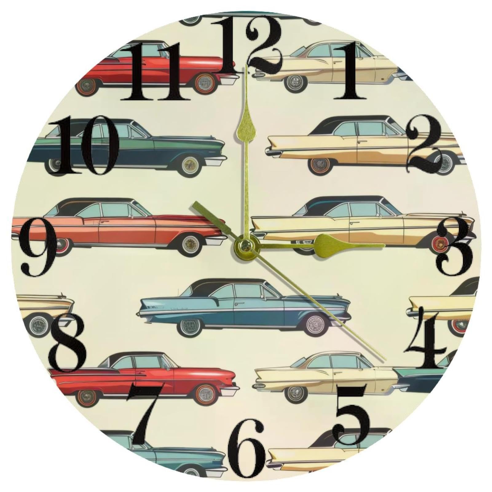 Horloge murale colorée rétro à quartz silencieuse pour décorer sans bruit