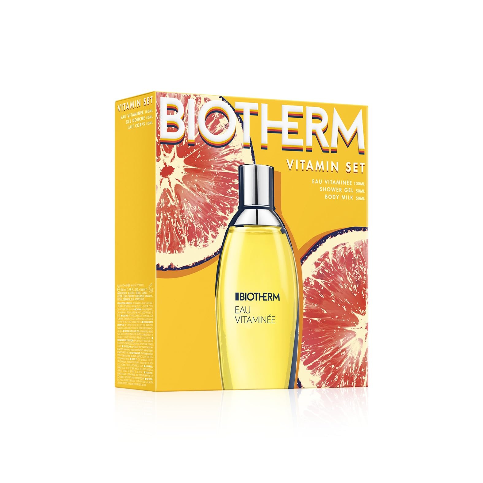 Biotherm Eau Vitaminée Geschenkset (Eau de Toilette 100ml, Duschgel 50ml & Body Milk 50ml), 3-teiliges vitalisierendes Körperpflege-Set, mit Zitrusduft, für alle Hauttypen