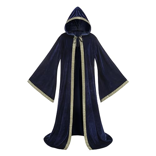 GRAJTCIN Unisex Velvet Wizard Robe Wizard Cloak Cosplay Renaissance Costume