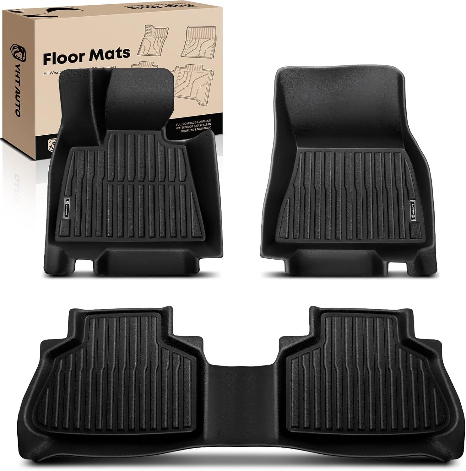 YHTAUTO Floor Mats Fit 2019-2025 BMW X5 G05 (5-Passenger), TPE All Weather Car Mats Waterproof Anti-Slip Odorless Floor Liner, Interior Car Accessories Front & 2nd Row Liner 2019-2025 Style B
