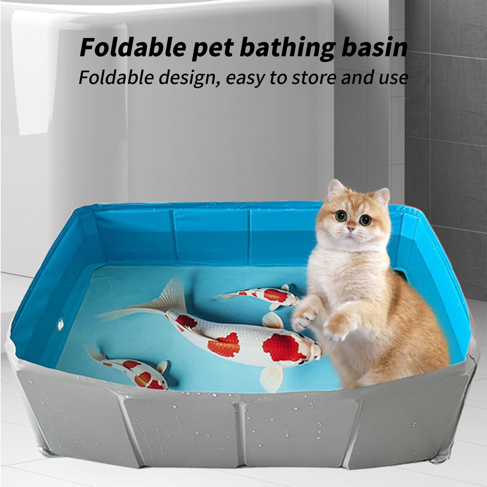 Piscina De Baño Para Mascotas Bañera Piscina Mascotas | Bañera de Aseo para Cachorros con Juguete de Agua y Almohadilla para Patio Trasero, Verano, Playa y Juego de Niños al Aire
