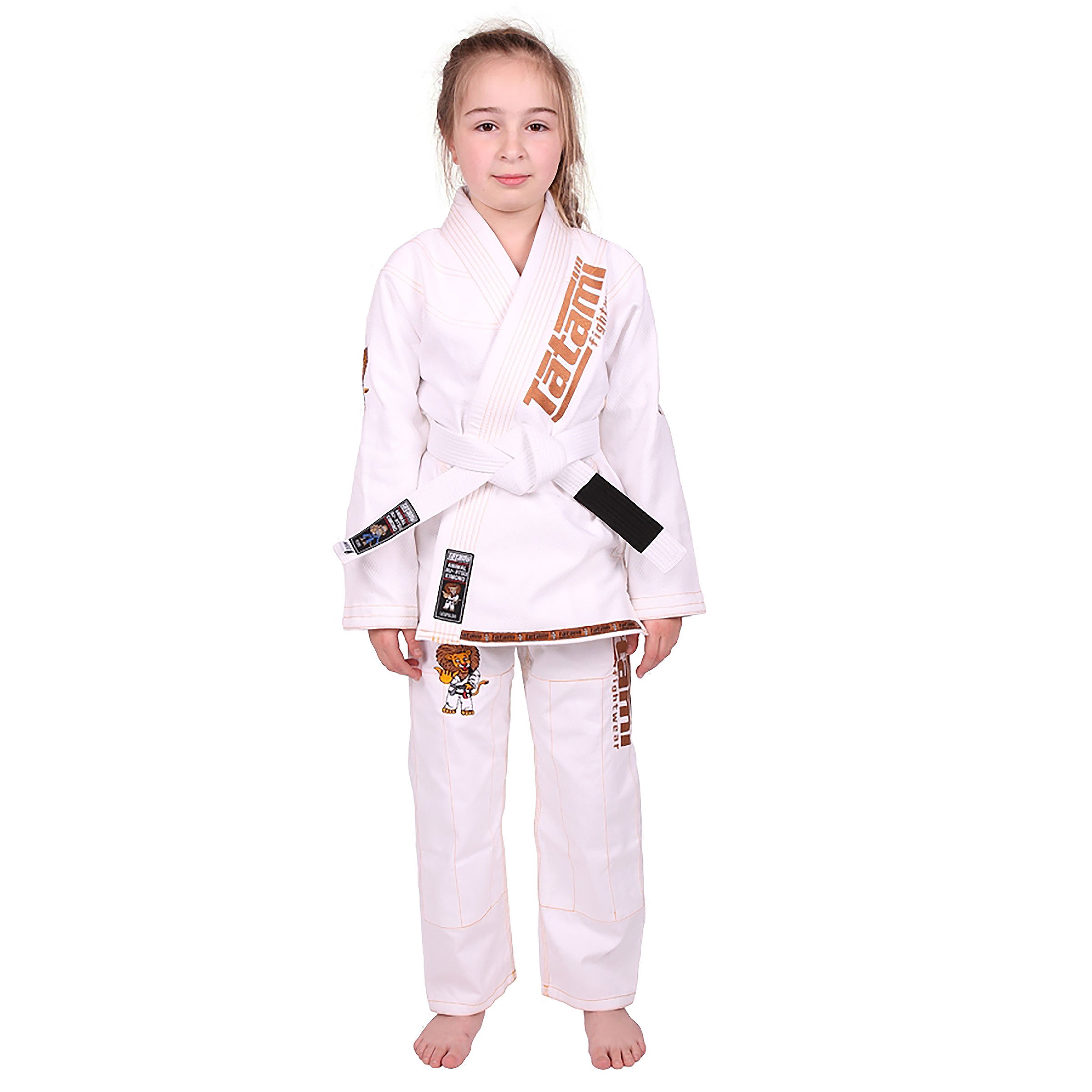 Tatami Fightwear Meerkatsu Kids Animal Jiu Jitsu Gi, 425GSM Jacket, Twill BJJ Pants, and White Belt, White, M1