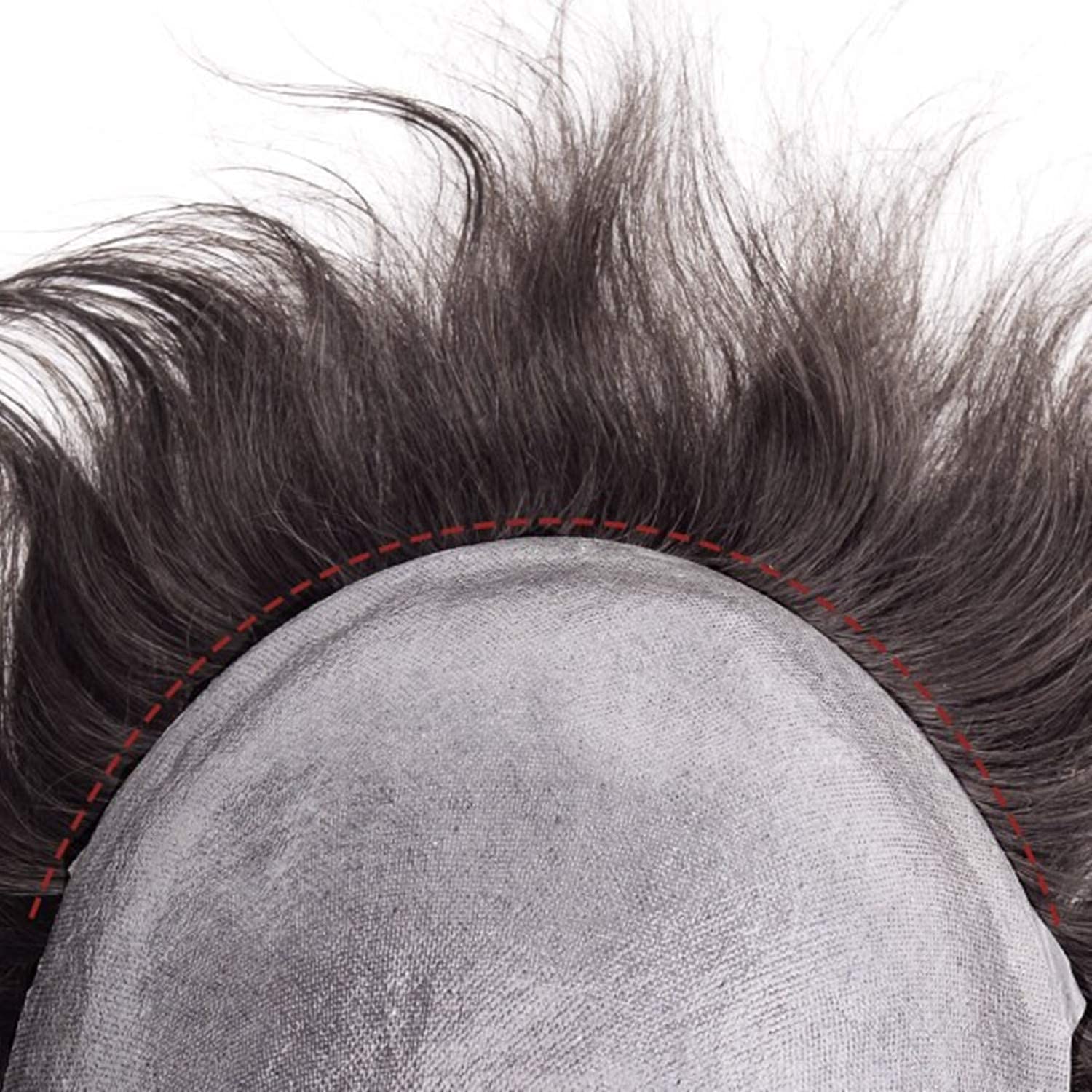 Lordhair Protesi Capelli Uomo, Pelle Super Sottile da 0,06 mm Tutti con loop a V Parrucca da Uomo per Sistema Capillare da 8x10 Pollici Dimensione Della Base Densità Media -130%