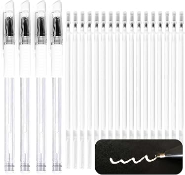 Jauisus Heat Erasable Pens for Fabric with 30 Refills White Fabric Markers, White heat erase pens for fabric Marking Pens for Sewing Quilting DIY Crafts and Embroidery