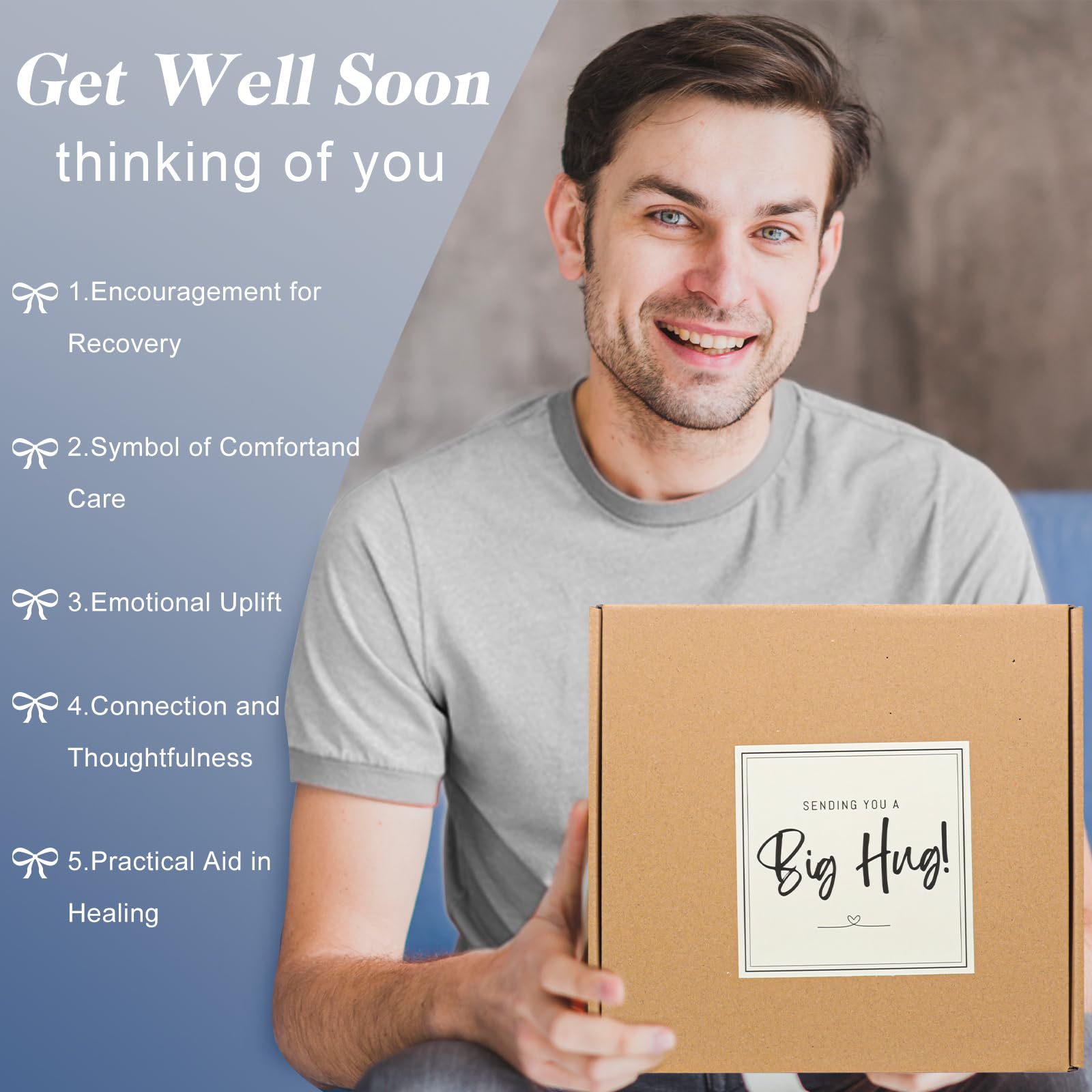 Elysirise Get Well Soon - Cesto regalo da uomo, 8 pezzi, regalo per la festa del papà, regali per la cura di sé per amici, colleghi, Get Well Set After Surgery, Thinking of You, confezione regalo per