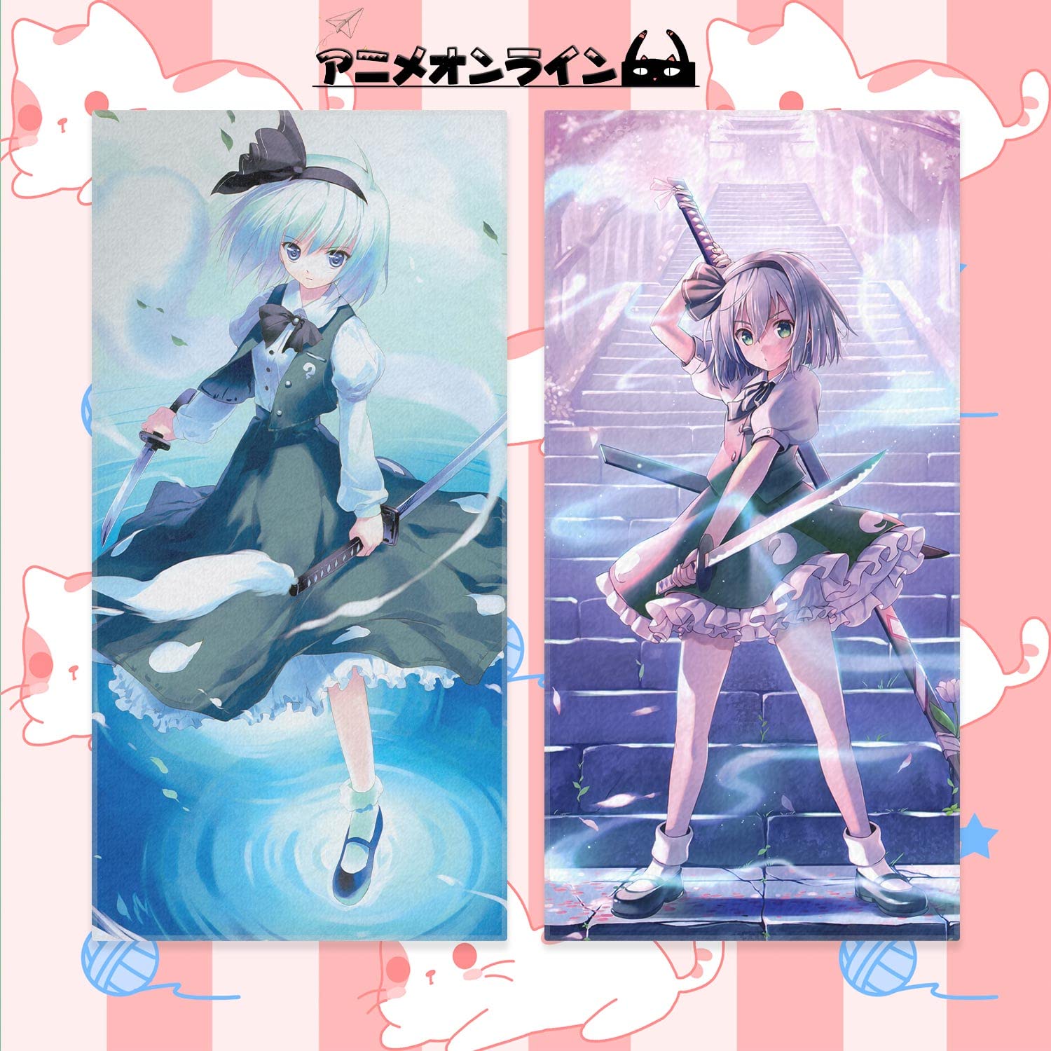 Amazon Co Jp Animeonline バスタオル 東方project 東方プロジェクト 魂魄妖夢 こんぱくようむ 両面印刷 タオル かわいい アニメ 漫画 フェイスタオル ビーチタオル スポーツタオル 肌触り優れ 抗菌防臭 吸水速乾 軽量 家庭用 カスタム可能 約160cmx80cm ホーム キッチン