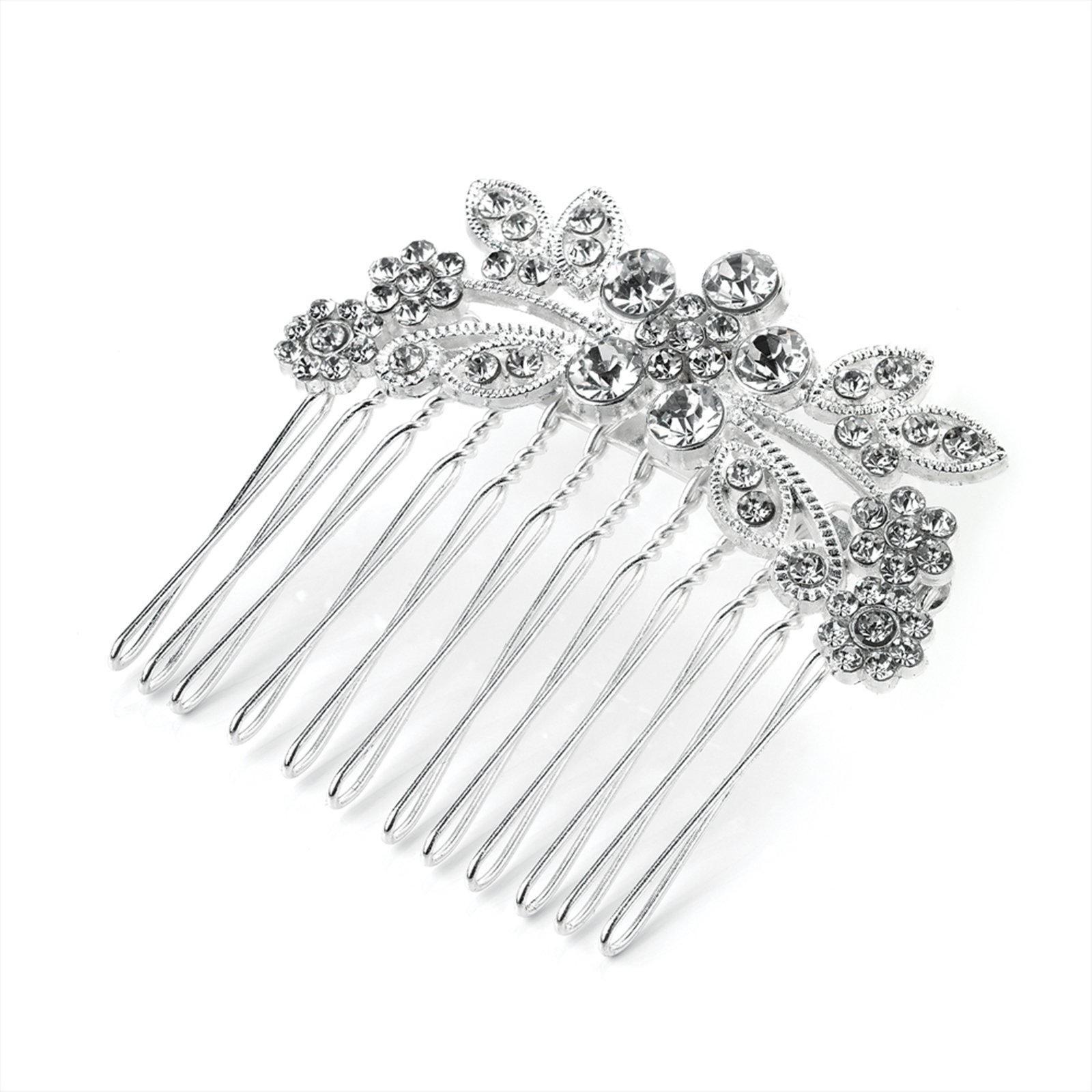 HA25831 Vintage Look Silver Colour Elegant Crystal Hair Comb Wedding Party Prom