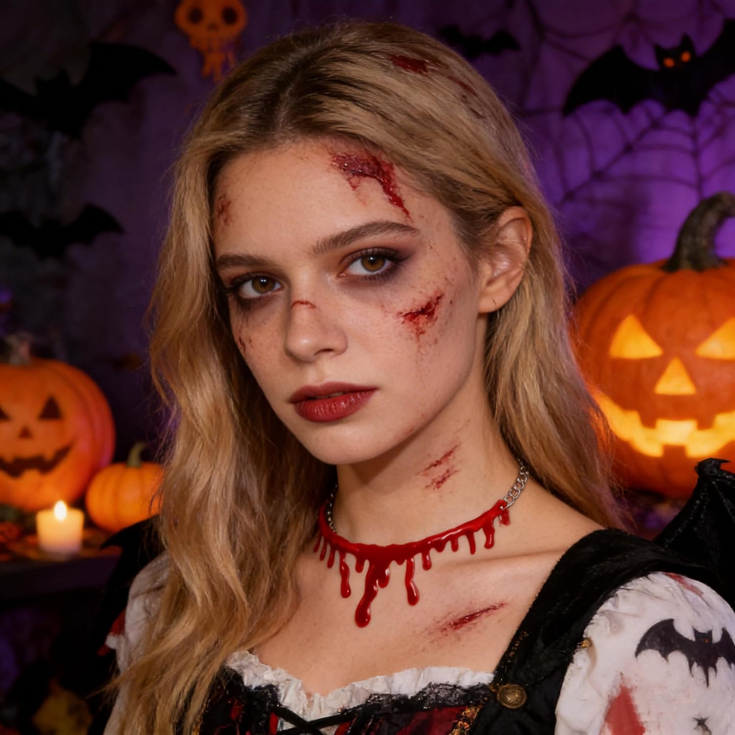 Soochat Halloween Dripping Blood Choker Necklace Vampire Blood Choker Necklace for Vampire Halloween Costume Accessory - Image 6