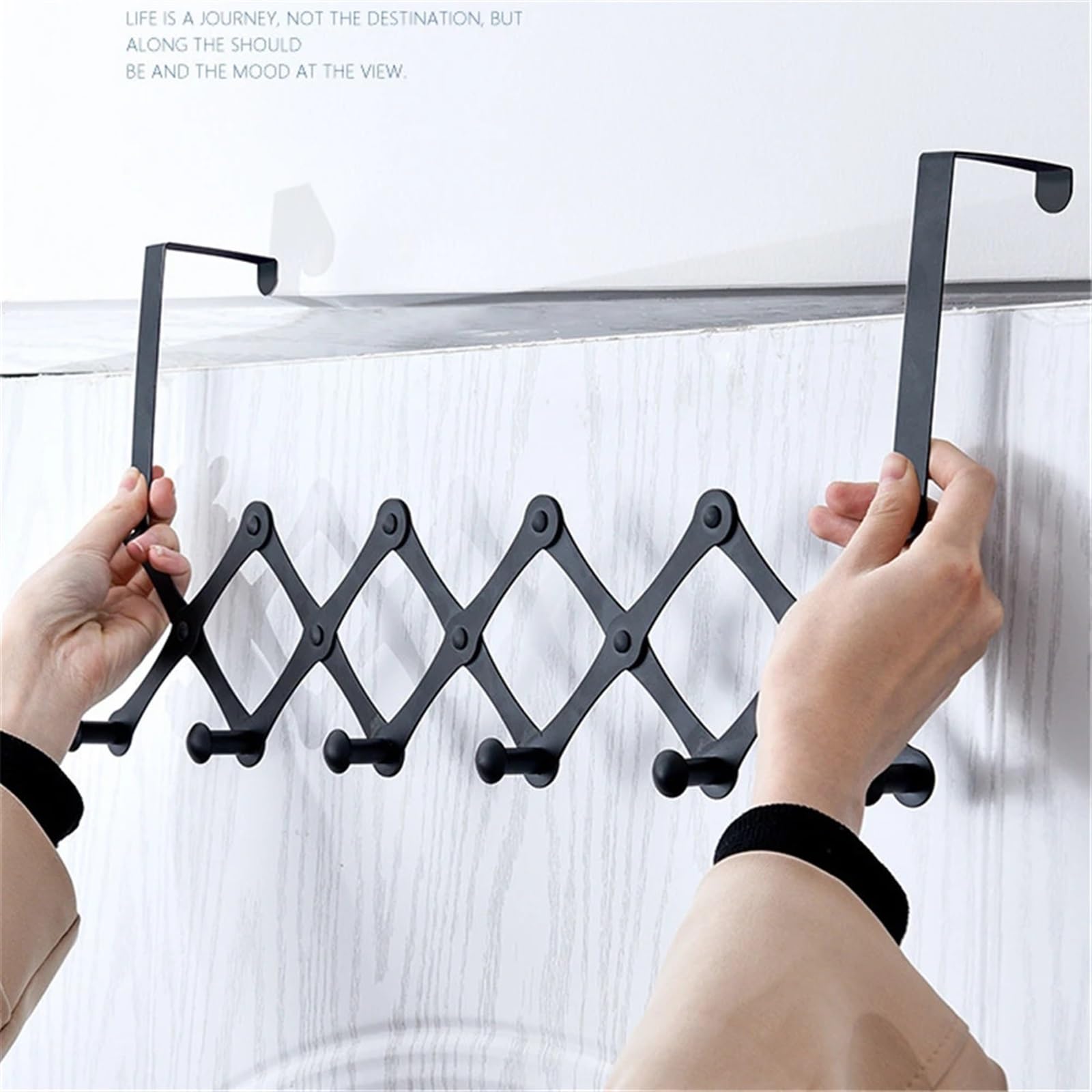 Gancho De Puerta Telescópico De Acero Inoxidable, Sin Perforaciones, Puerta De Armario, Sin Rastro, Colgador De Ropa, Ganchos Traseros For Puerta De Baño (Color : Silver 6 Hooks)