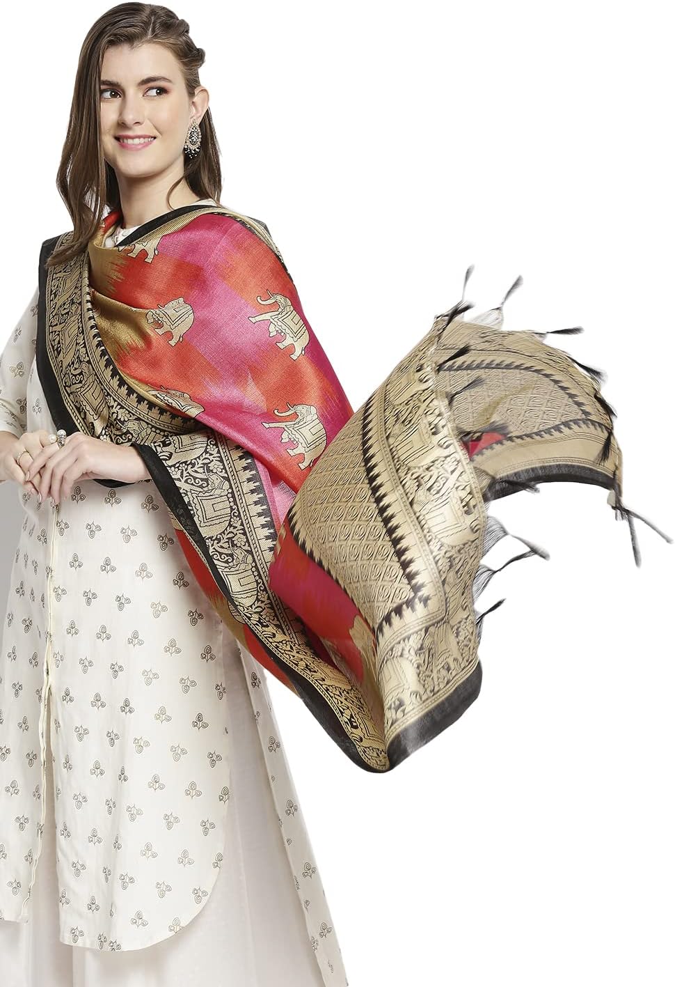 DUPATTA BAZAARWomen's Floral Silk Blend Dupatta