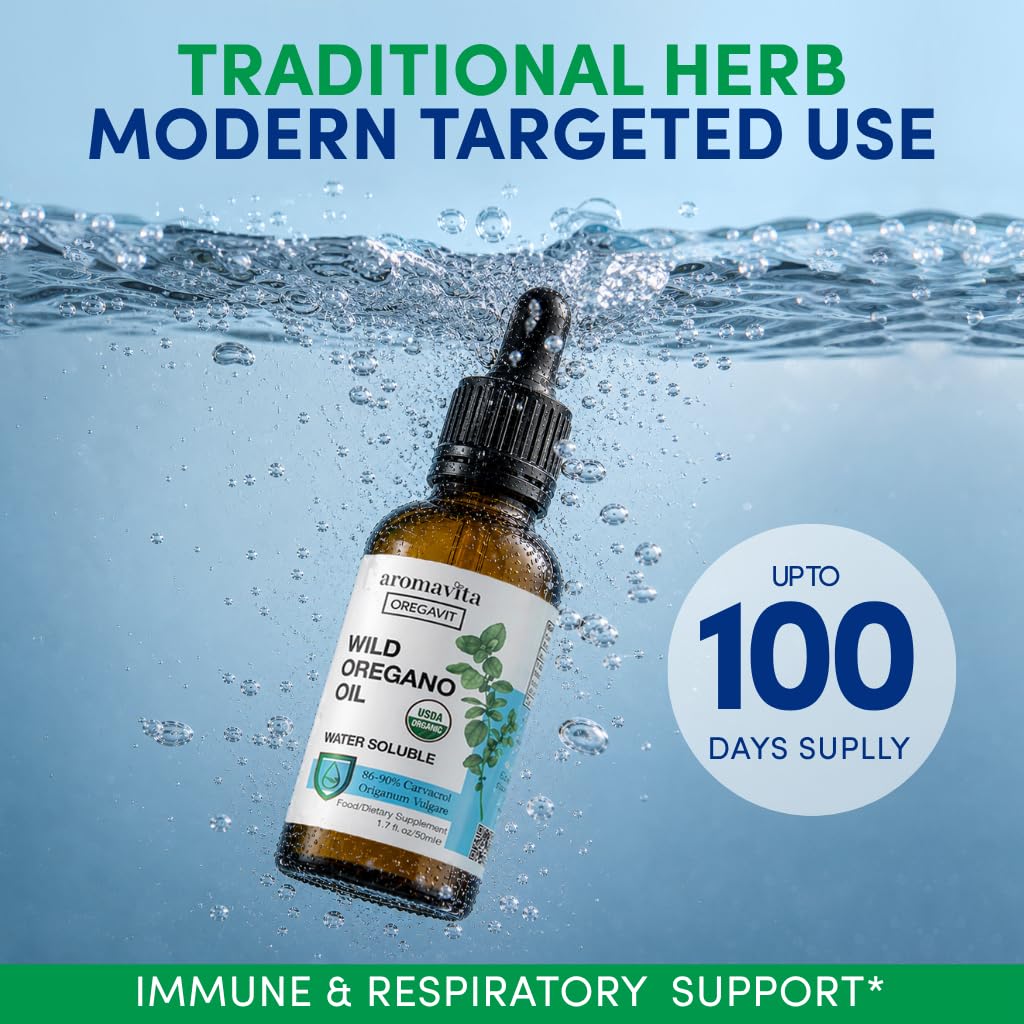 Olio di Origano Selvatico Idrosolubile Biologico - Gocce Liquide Naturali per Gengive Sane, Gola Irritata, Supporto Digestivo, Immunitario e Respiratorio - Aromavita - 30 ml