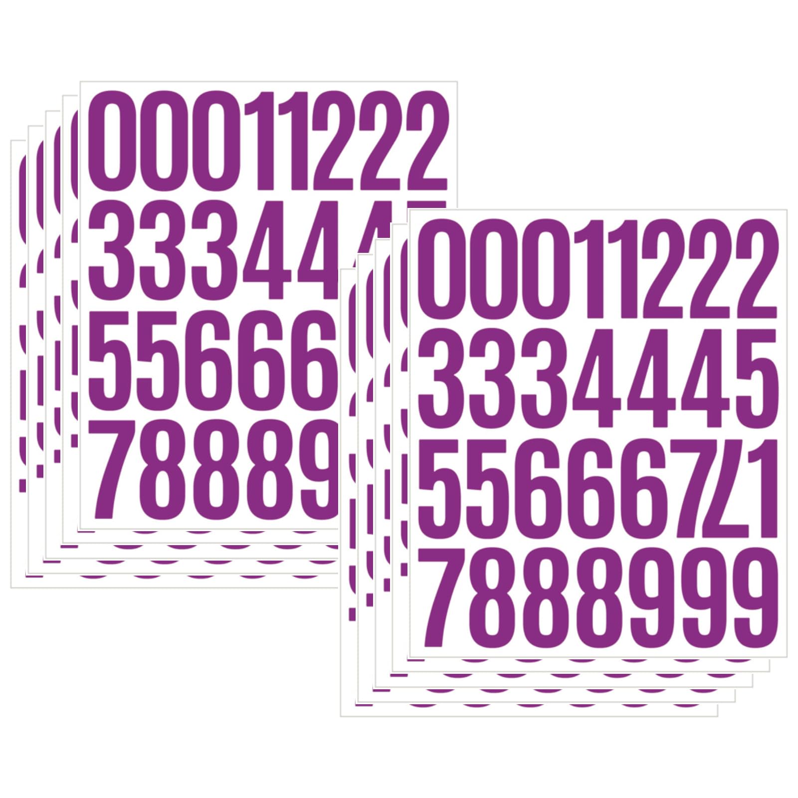 Jiepuxiter 10 Sheets Vinyl Mailbox Number Stickers - Self-Adhesive Address Labels for Cars, House Doors, Windows & Metal Mailboxes (Purple, 2 inch)