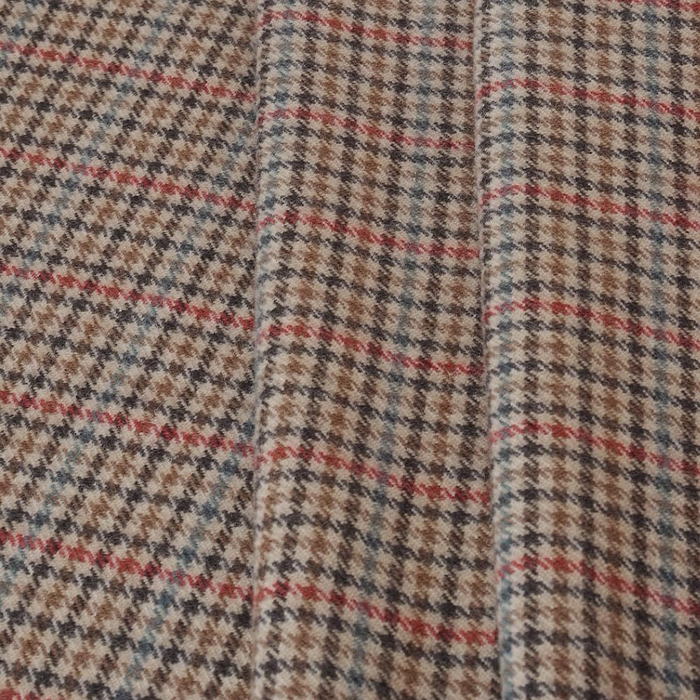 Italian Real 100% Wool Houndstooth Fabric by The Yard, 57" Width Classic Check Wool Fabric for Fashion Coats, Pants, Skirts, DIY & Home Decor