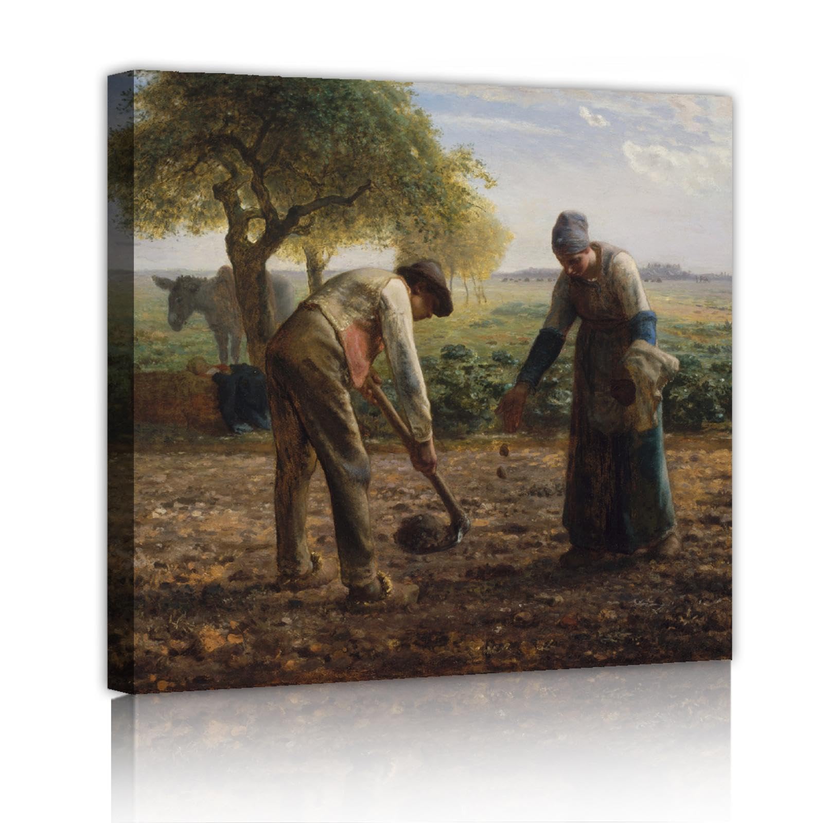 Via Vela Canvas Print Potato Planters By Jean-Francois Millet Famous Paintings Replica Artwork Pictures on Canvas Wall Art for Office Decor 75x75cm Innerframe