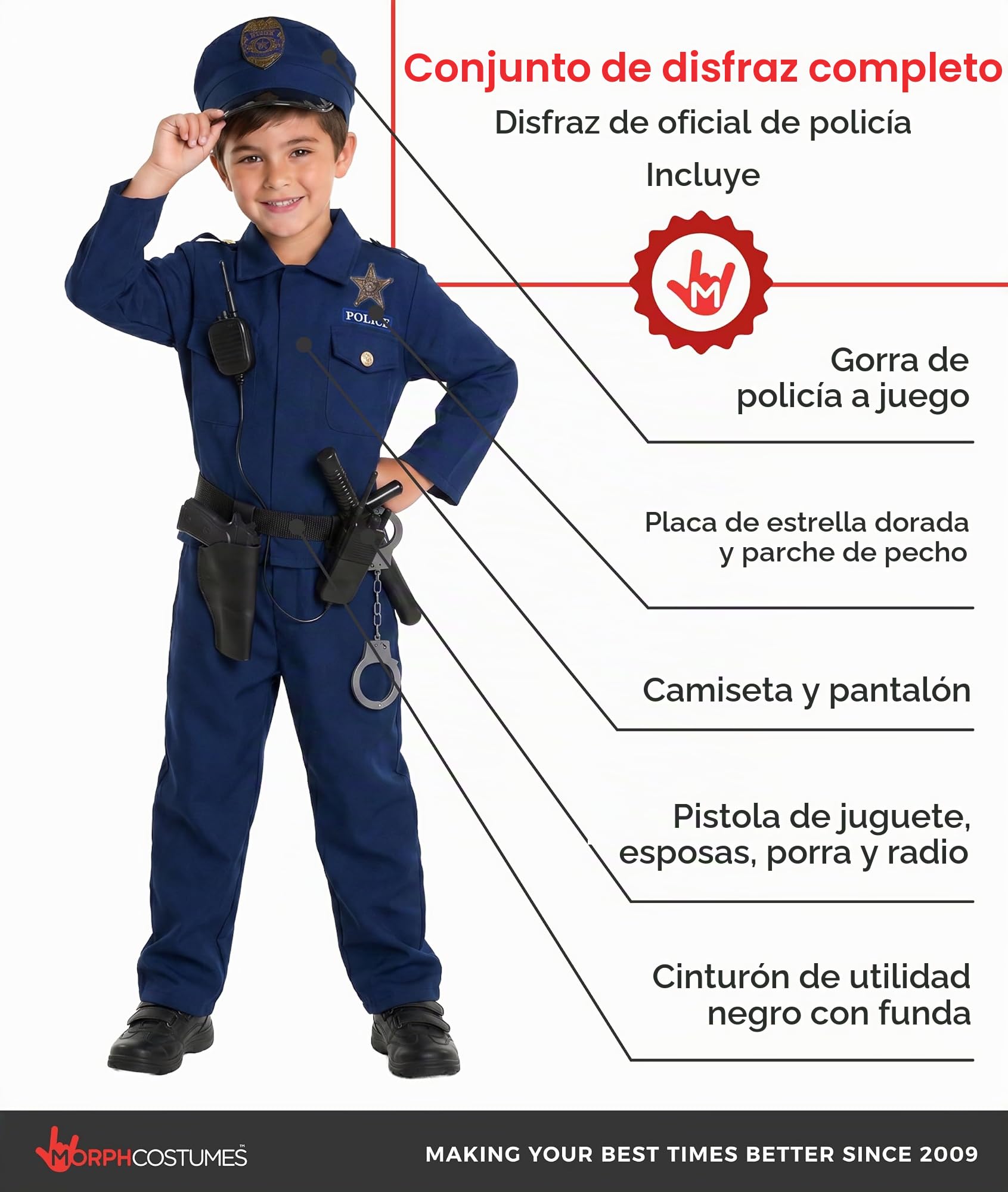 Morph Disfraz Policia Niño, Disfraz Policia Halloween Niño