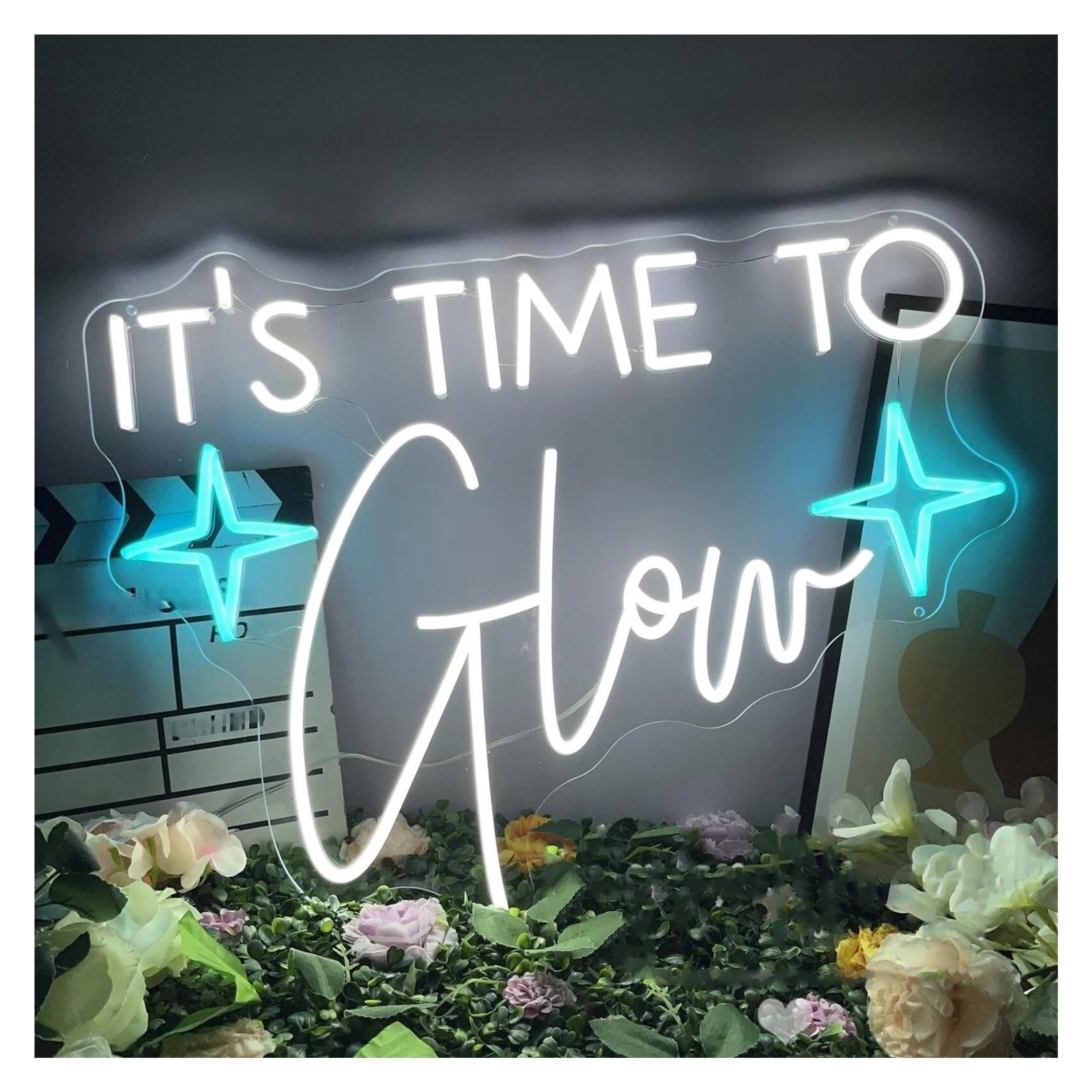 SHOUXI Sign Lamp It's Time to Glow Neon Sign, Girl Glow Party, Beauty Room Hair Salon Spa Home Wall Decor, Personalized 43х32cm(B)