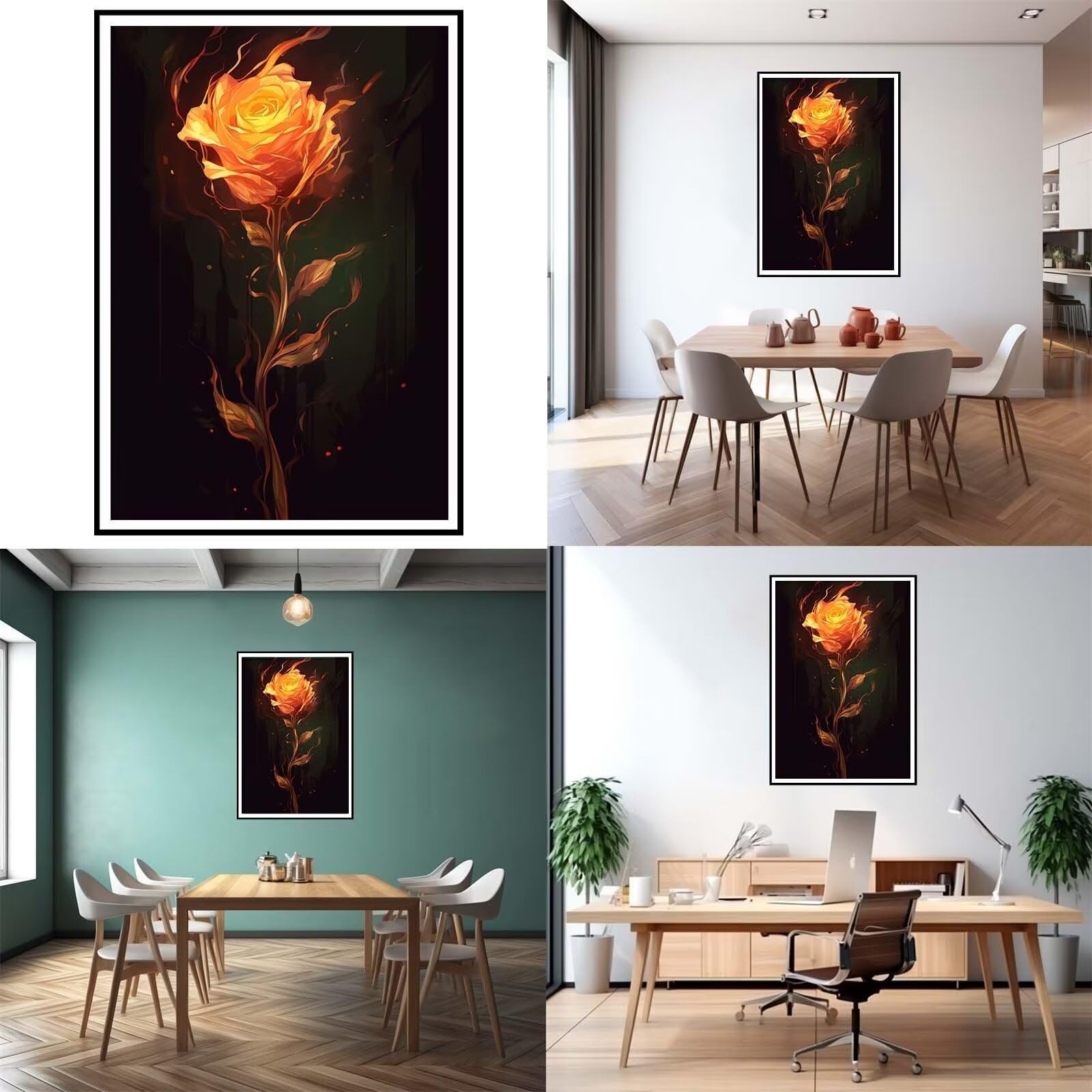 5D DIY Diamante Art Pintura kit Completo, Diamond Painting Adultos Niños Rhinestone Bordado de Punto de Cruz Artes Pintura Painting, Cuadros Decor para Cuarto, Sala de Estar - (Rosas de fuego) 60x90cm