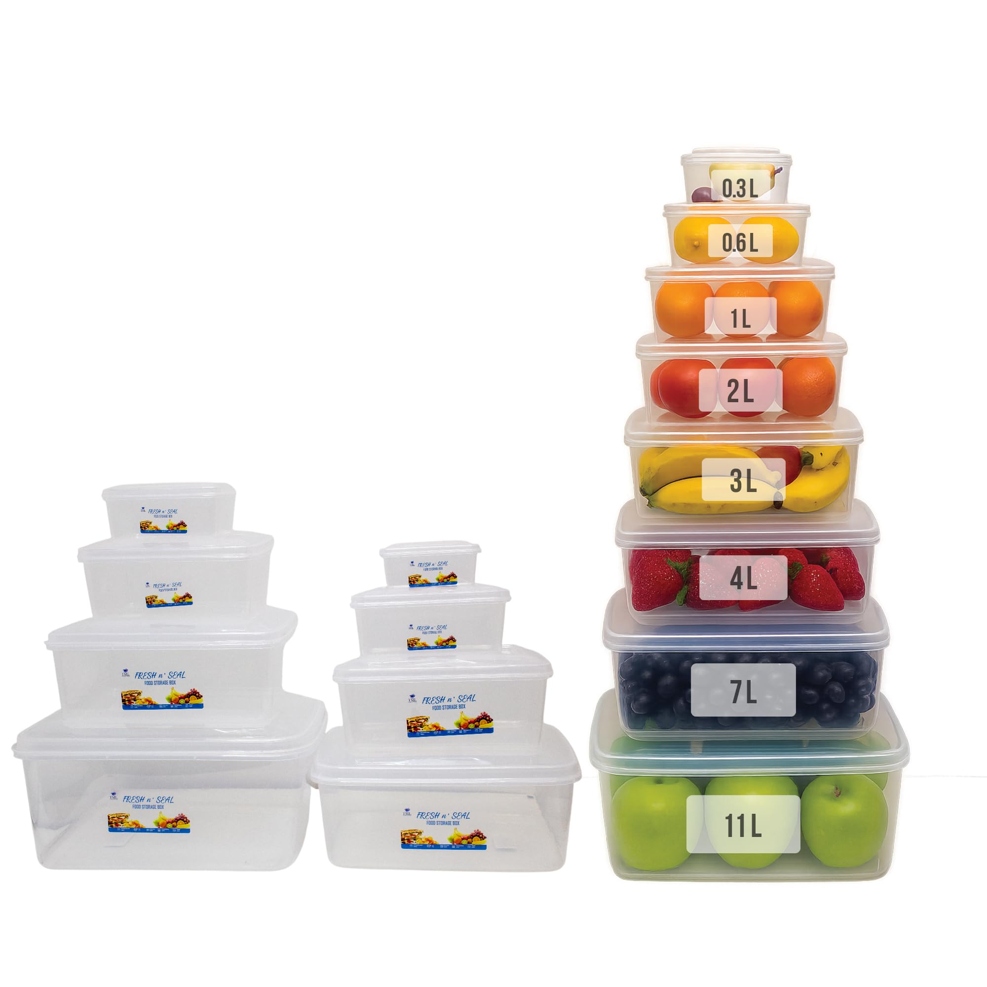KMJ® 8 Pcs Food Storage Containers with Lids - BPA Free Plastic Food Containers with Lids, Airtight Food Storage Containers, Freezer Storage Boxes, Microwave Safe, Freezable & Airtight Containers