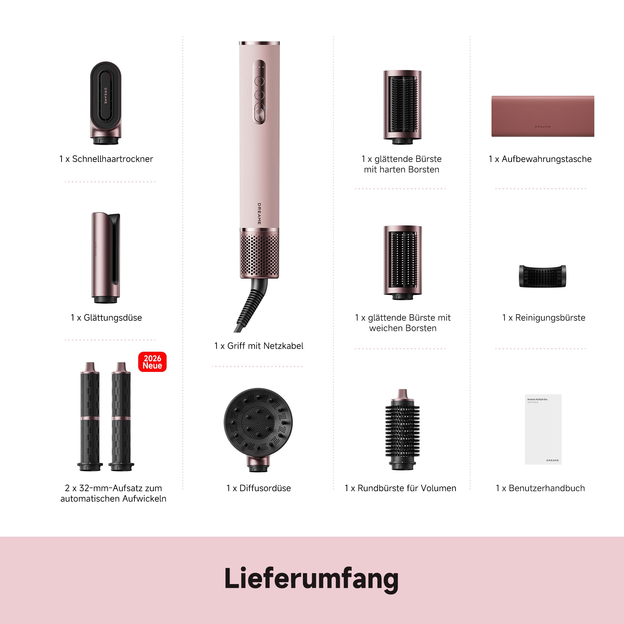 Dreame AirStyle Era Multi-Styler 8-in-1 Airflow Styling Schnelles Trocknen Glätten Locken Volumen Kaltluftfunktion