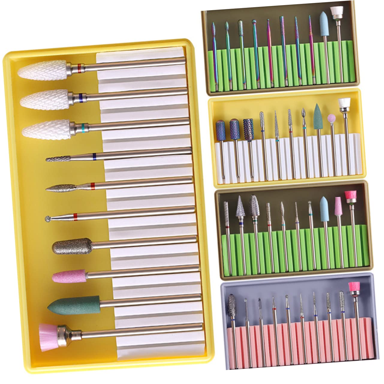 Healvian 2 Juegos brocas de manicura limas para uñas limas uñas cepillo de broca para uñas pulidor de uñas herramientas para uñas cabezal de pulido de uñas pulidora colocar taladro de uñas