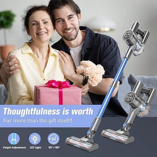 Miniatura 7 de Aspiradora inalámbrica para el hogar con potente succión, aspiradora ligera inalámbrica recargable con 35 minutos de tiempo de funcionamiento,