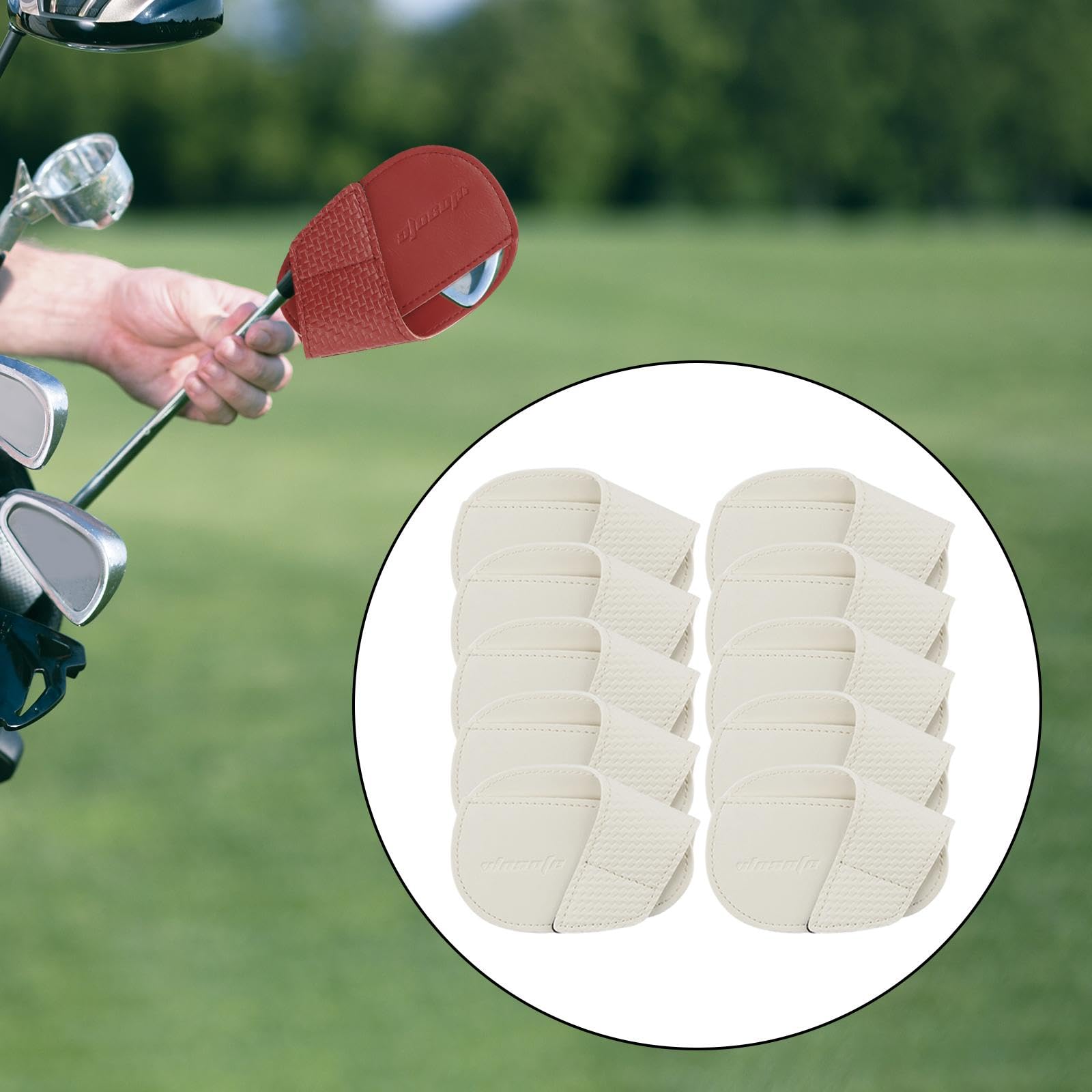 10 Fundas para Palos de Golf, Resistentes Al Desgaste, de PU, Portátiles Y Ligeras. Funda Protectora para Palos de Golf. Regalo Ideal para Golfistas, Blanco
