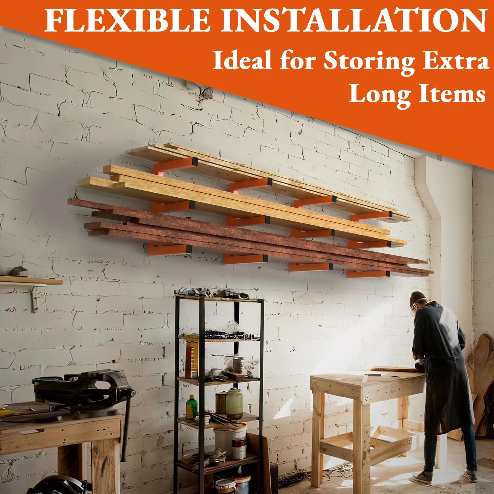 MOOMSINE Étagère De Rangement Murale En Bois Robuste Avec 3 Niveaux De Chaque étagère Pouvant Supporter Jusqu'à 90,7 Kg, Utilisation En Intérieur Et En Extérieur